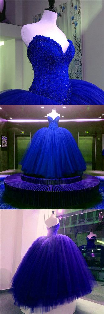 Fully Crystal Beaded Bodice Corset Royal Blue Wedding Dresses Ball Gowns,p386