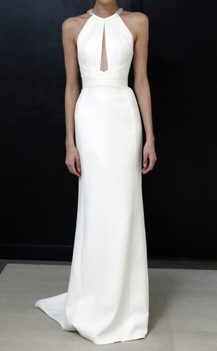 halter neck white gown