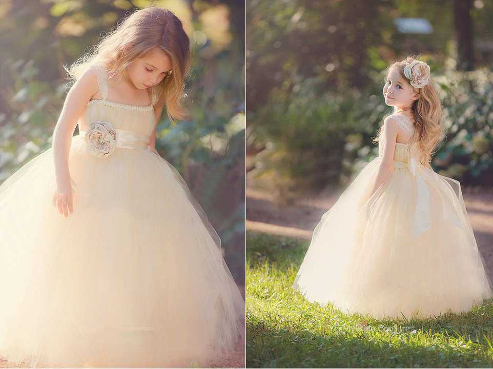 Floor Length Custom Flower Girl Dress Blush Tulle Puffy Ball Gown Skirt Adds Dimension For A Stunning Look Sleeveless Spaghetti Strap Bodice