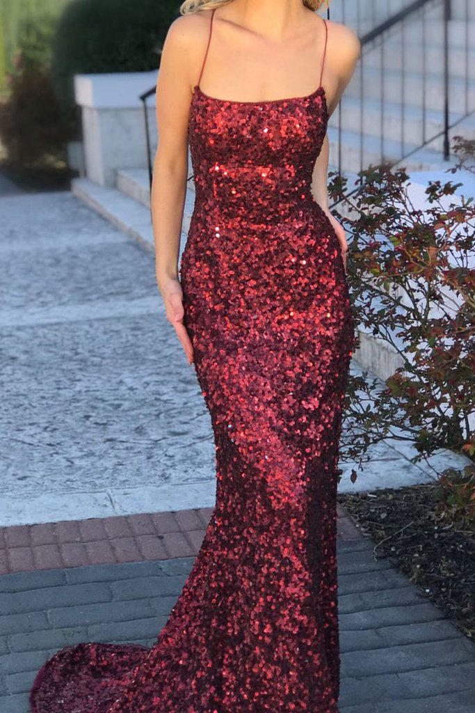 tight red sparkly prom dress