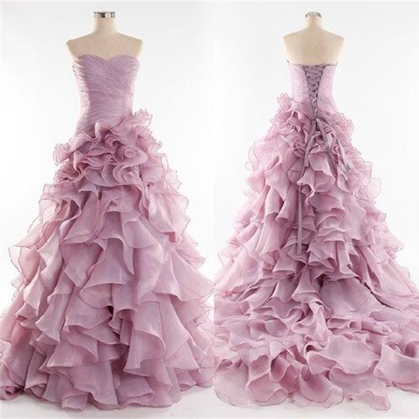 Custom Made Sweetheart Neckline Ruffled Tulle Long Evening Dress, Wedding Dress, Prom Dress, Cocktail Dresses,p969