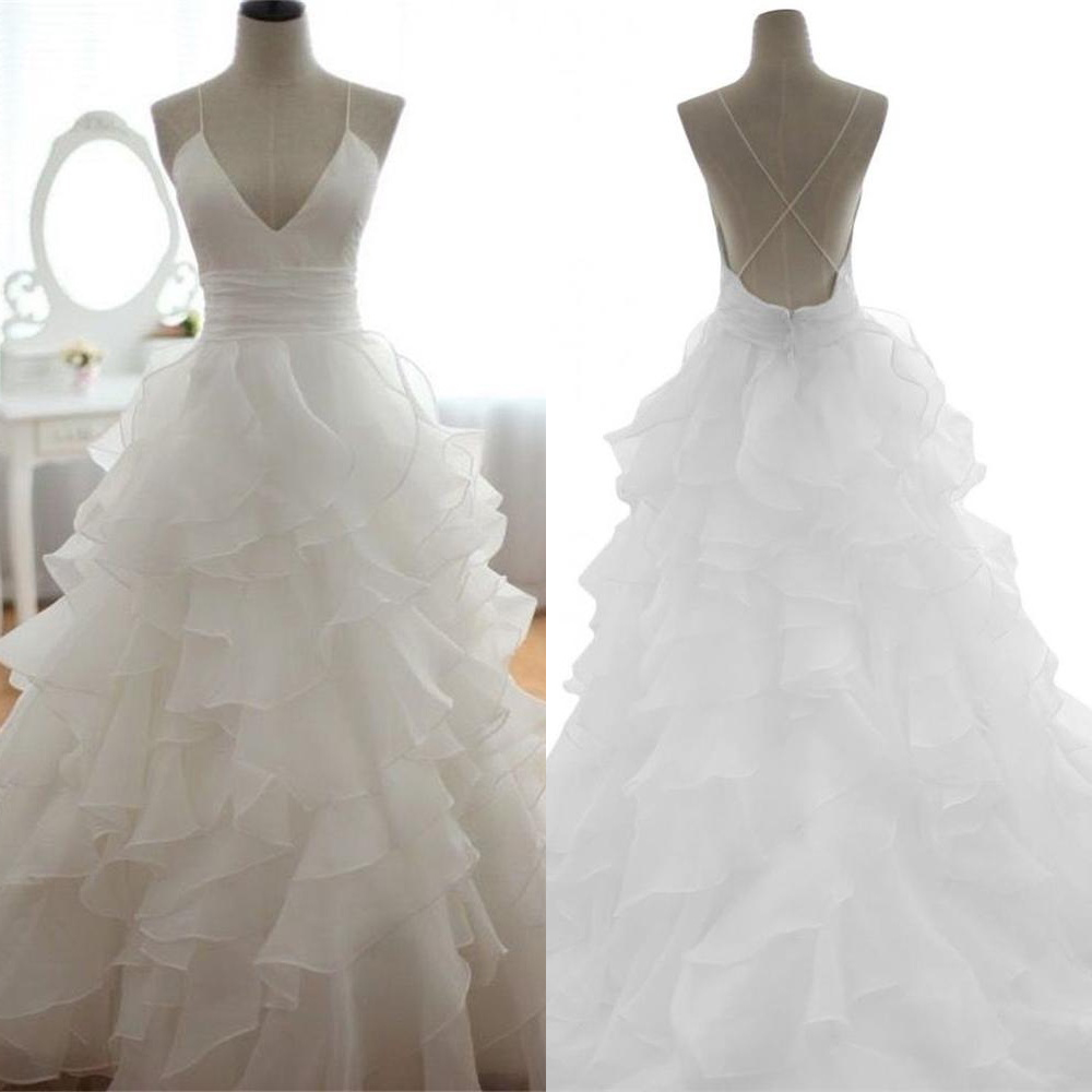 Spaghetti Straps Handmade Simple Wedding Dresses,long Wedding Dress,white Bridal Gowns,w1063