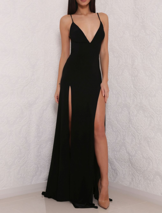 fashion nova black slit dress