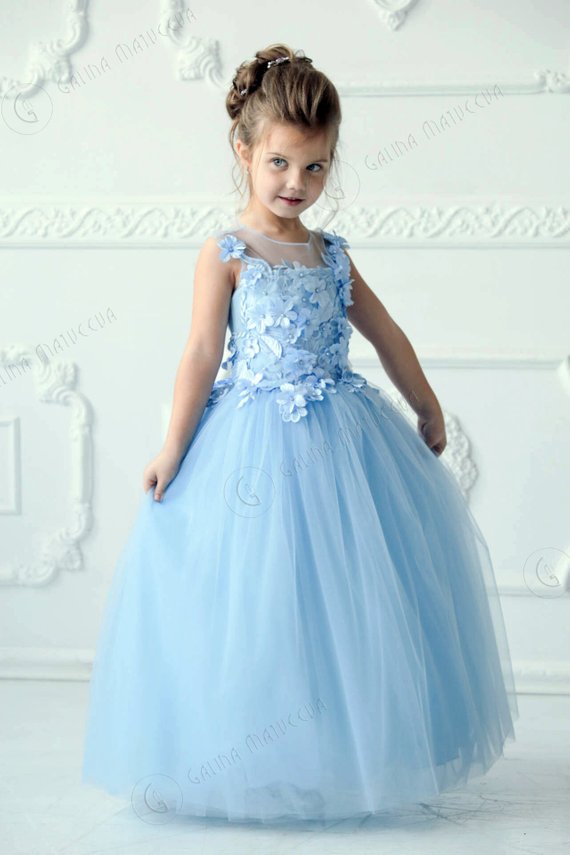 baby blue flower girl dress