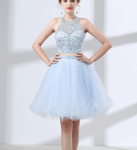 light blue graduation dress