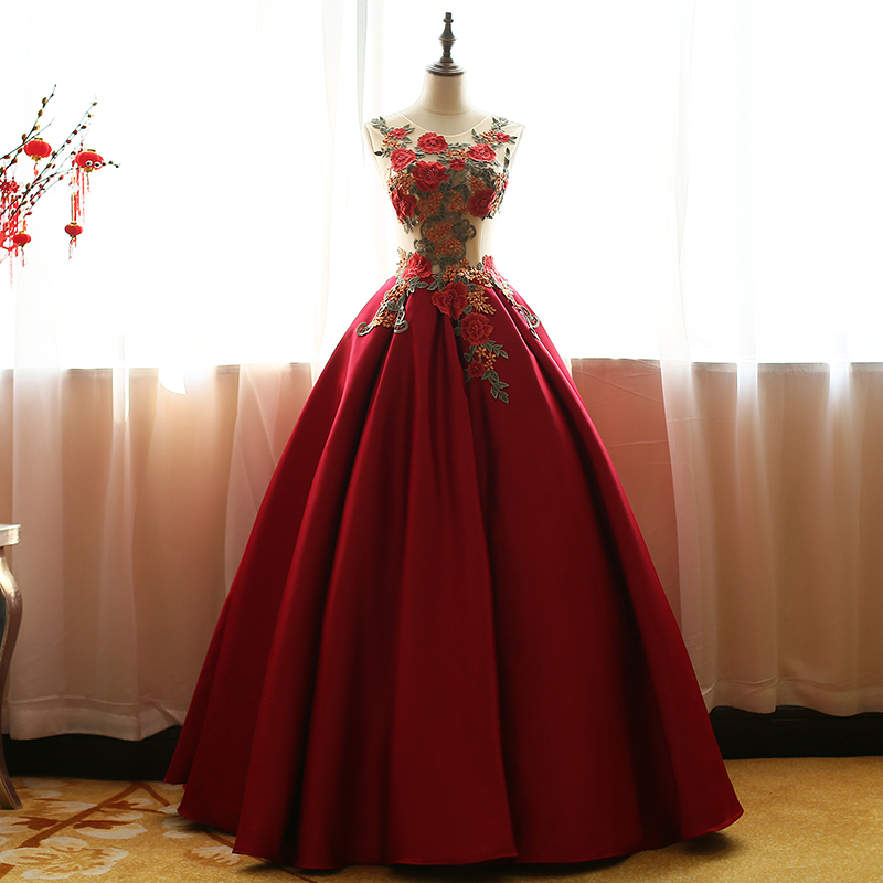Modest Quinceanera Dress,red Ball Gown,fashion Prom Dress,sexy Party Dress,custom Made Evening Dress,p1738