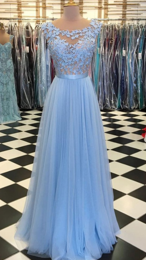 Blue Prom Gown,lace Prom Dresses,evening Gowns,party Dresses,evening Gowns,tulle Formal Gown For Teens,p1833