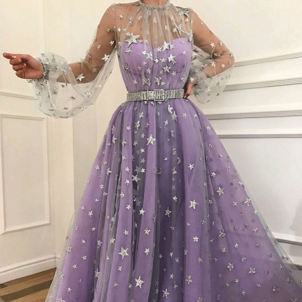 lavender sparkly prom dress