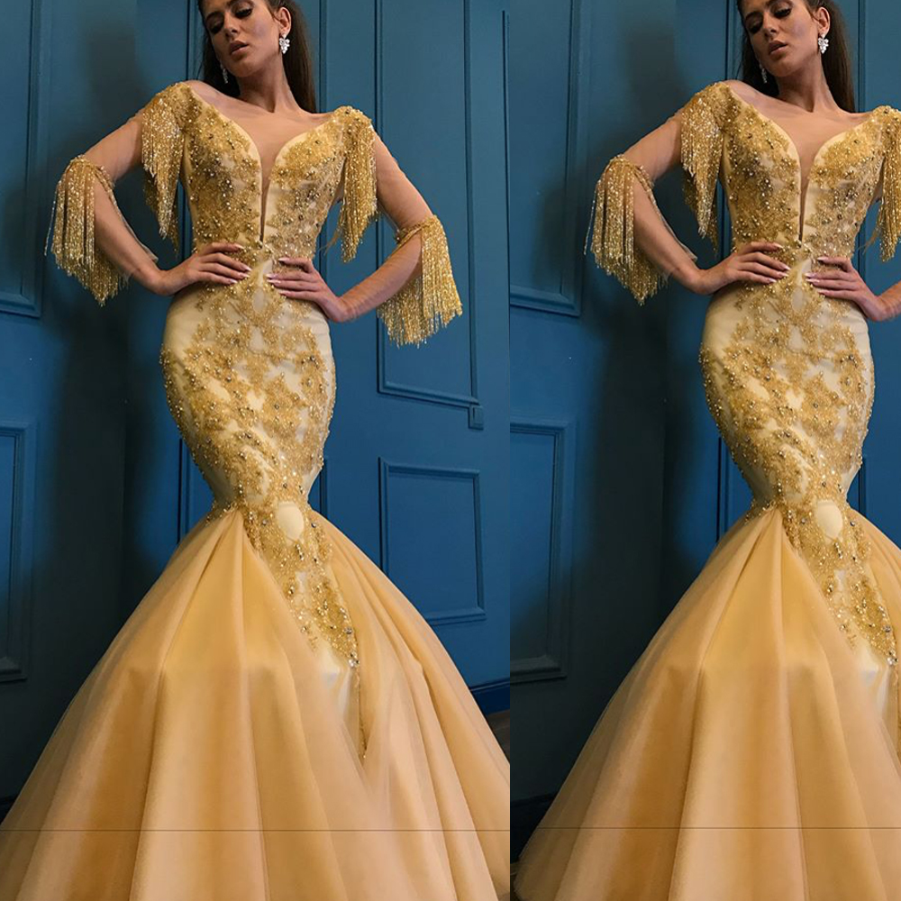 yellow prom dress with sleeves