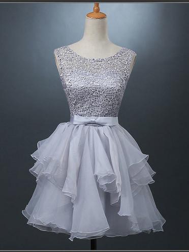 A-line Scoop Organza Short Prom Dress Juniors Homecoming Dresses,h1955