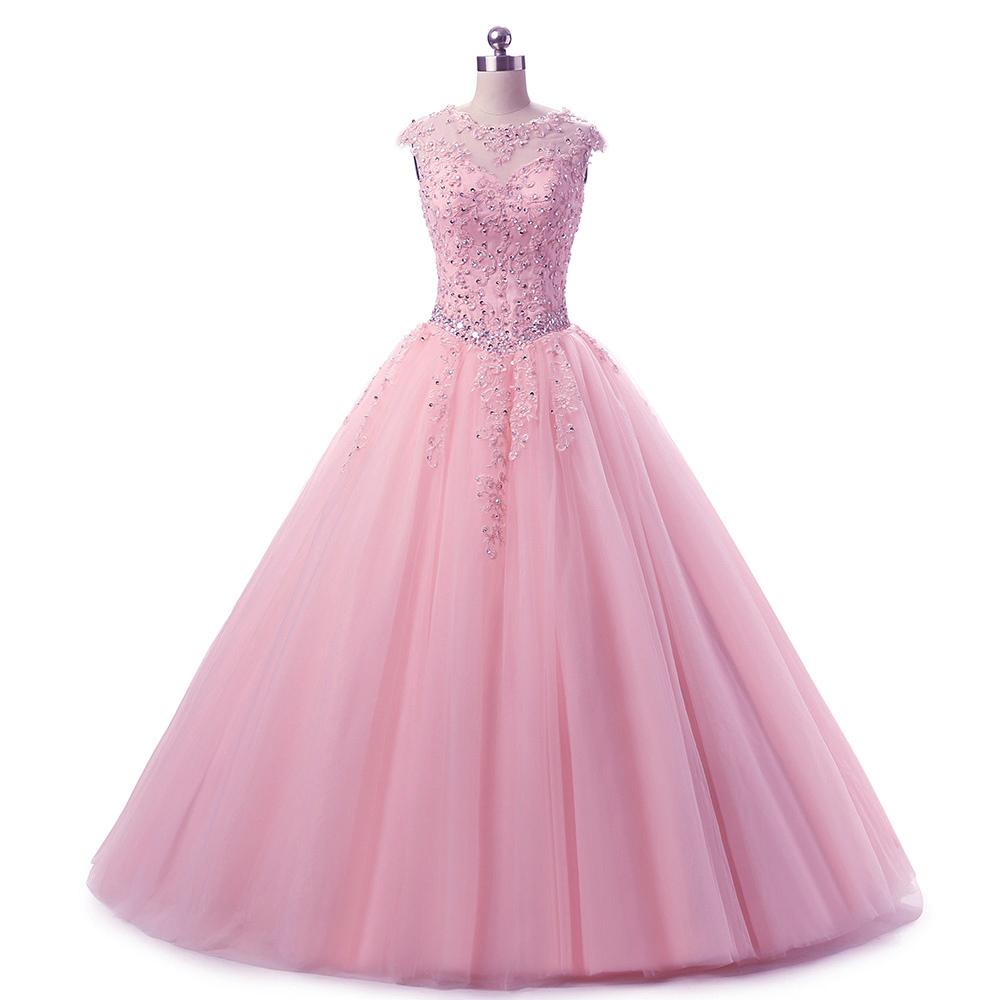 Cap Sleeves Lace Appliques Quinceanera Dresses Beaded Sweet 16 Dresses Ball Gown Prom Dresses,p2148