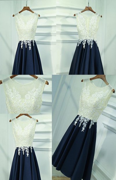 See Through Lace Navy Skirt Short Homecoming Prom Dresses, Affordable Corset Back Short Party Prom Dresses,h2197