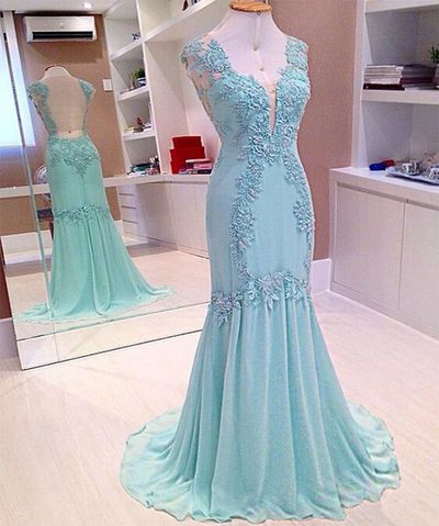 Open Back Lace Prom Dress,mermaid Prom Dress,p2200