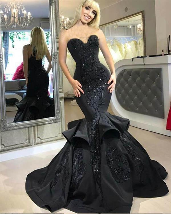black mermaid long dress