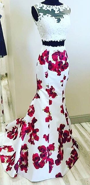 two piece flower dress