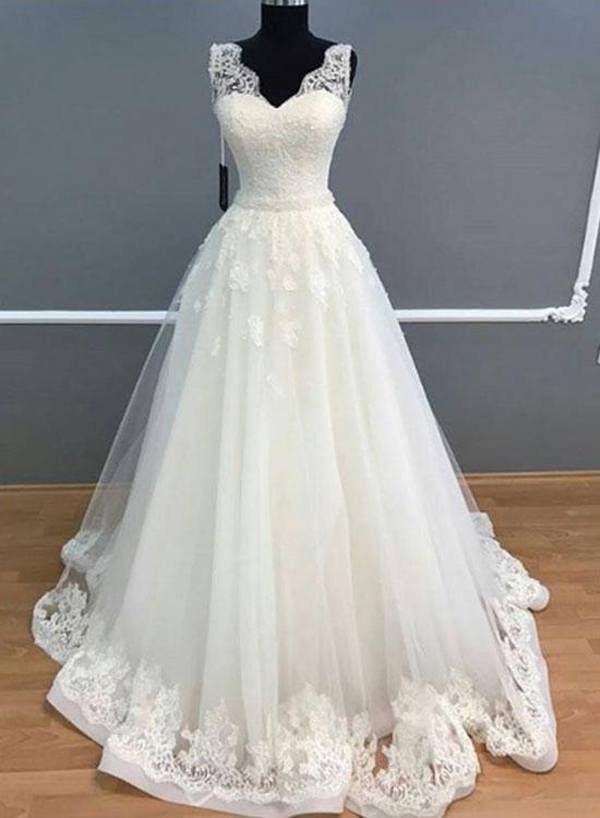 Charming Tulle Appliques Lace Bridal Dress, Elegant White Wedding Dress,w2782  on Luulla