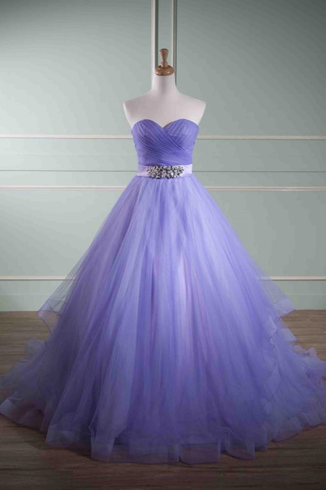 Purple Tulle Sweetheart Train Ball Gown Dresses,p2986
