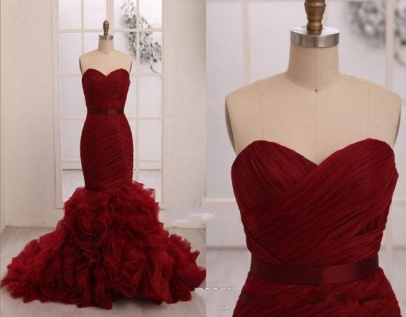 Long Burgundy Prom Dresses With Belt Sashes Sexy Backless Mermaid Designer Ruffles Layered Tulle China Formal Evening Dress Gowns,p3568