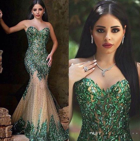 emerald green mermaid gown