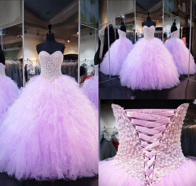 Sweetheart Ball Gown,pink Prom Dresses With Beads,tulle Sweet 16 Dresses,quinceanera Dress,p3809