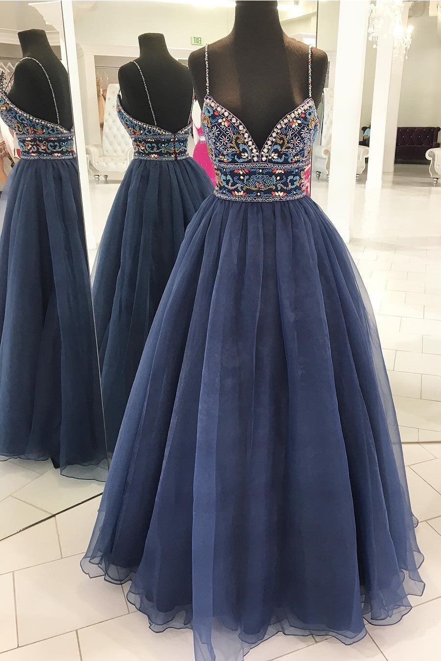 Prom Dress With Colored Beading, Graduation Party Dresses, Prom Dresses For Teens,p4162
