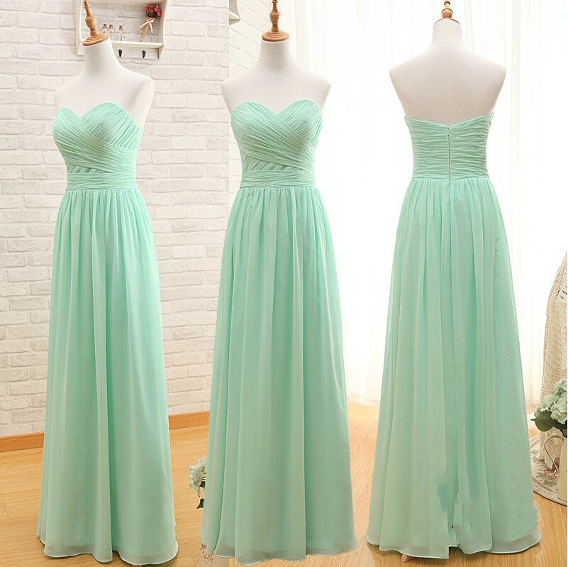 Mint Green Strapless Prom Dress, Bridesmaid Dress,b3307