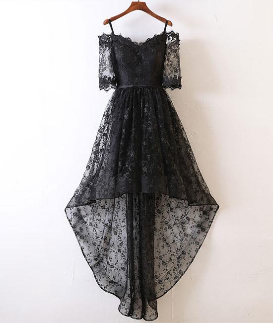 Hl3414 Black Lace High Low Prom Dress Black Lace Evening Dress