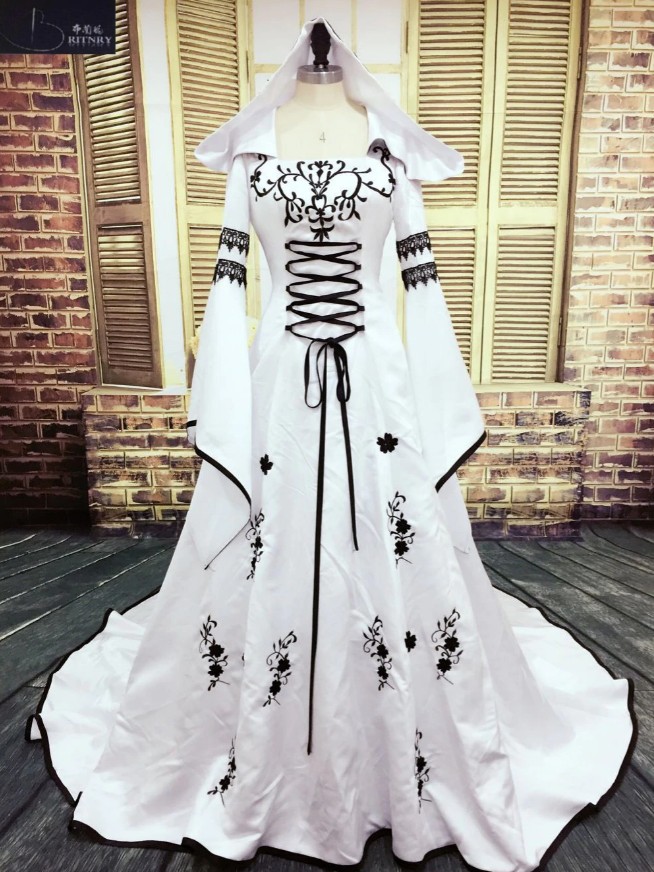 W3422 Robe De Mariage, 2021 Medieval Wedding Dress, Custom Made Bridal Dresses,unique Embroidery A-line White Wedding Dresses