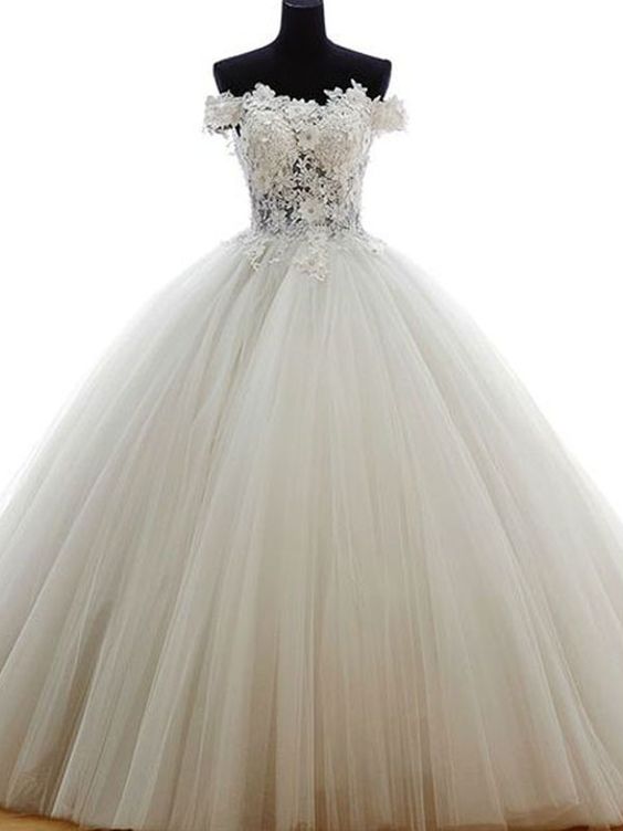 W3437 Charming Ball Gown Wedding Dress, Sexy Off Shoulder Tulle Bridal Dresses