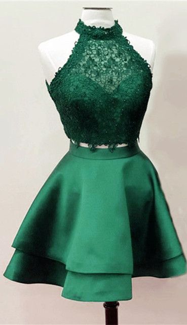 H3477 Dark Green Homecoming Dresses,emerald Green Homecoming Dresses,two Piece Homecoming Dress