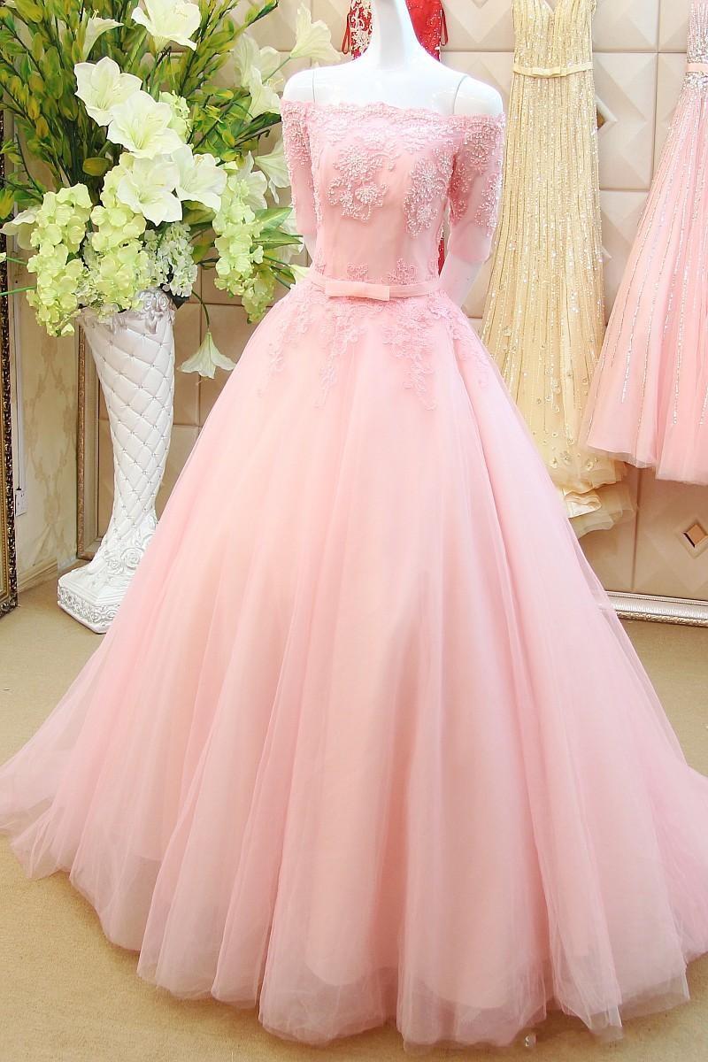P3487 Stunning Prom Dress Pink Prom Gowns Long Evening Gowns For Teens