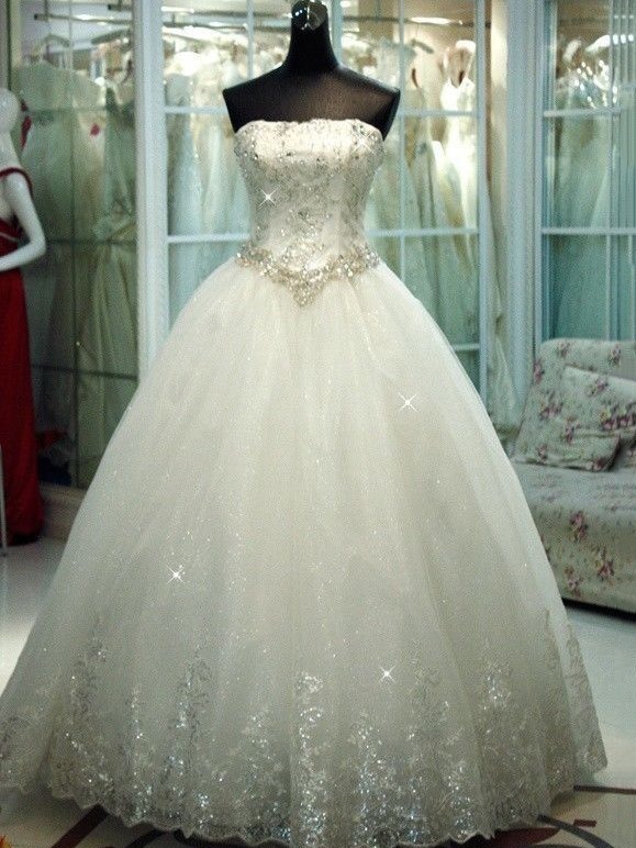 W3562 Sequined Appliques Ball Gown Wedding Dress,sweetheart Bridal Dresses,tulle Wedding Gown