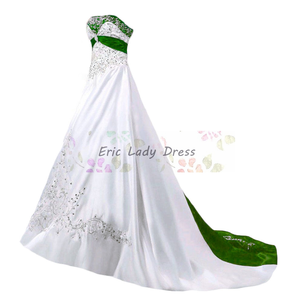 W3565 2021 Wedding Dresses,white And Green Wedding Dresses, Wedding Dress,ball Gown Wedding Dresses,beaded Embroidery Wedding Dresses, Vintage