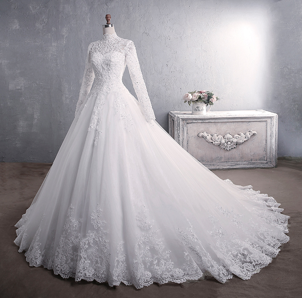 W3613 Lace Wedding Dress, Style, High Neck Long Sleeve Wedding Dress,custom Made