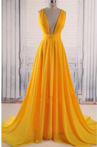 P3629 Backless Prom Gown,Open Back Chiffon Evening Dress