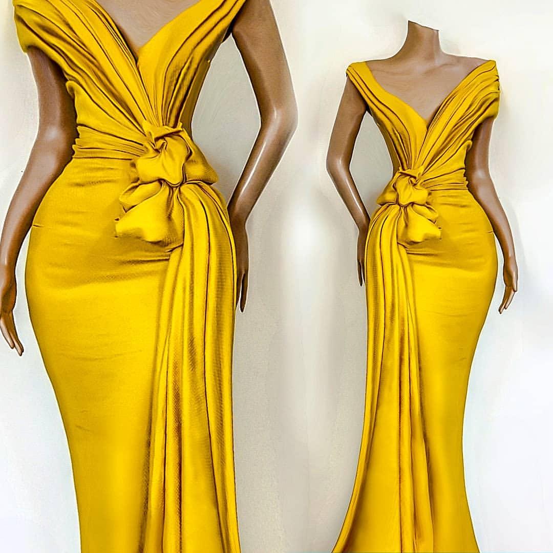 P3676 Yellow Prom Dresses, Gold Prom Dresses, Pleats Prom Dresses, Sashes Prom Dresses, Pleats Prom Dresses, 2021 Prom Dresses, Evening Gowns,