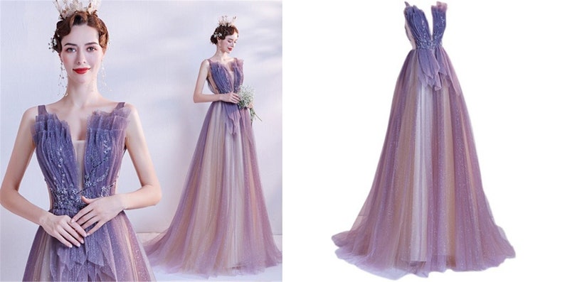 P3739 Prom Dress Sparkle,formal Dress Purple,a Line Dress Purple,evening Gown Tulle High School Prom Party Dress Beaded Dress For Women