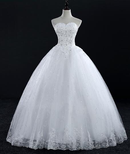 W3840 Fashion Strapless Beaded Lace Applique Full Length Bridal Gwon Bridal Wedding Dress Formal Occasion Dress Party Dress Cocktail Dress