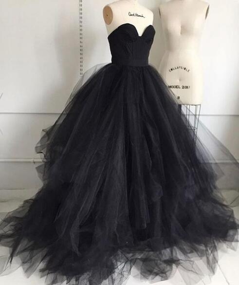 P3842 Black Tulle Long Prom Dress,sexy Evening Dress