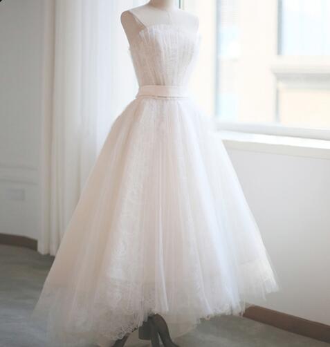 H3843 White Tulle Lace Short Prom Dress Evening Dress