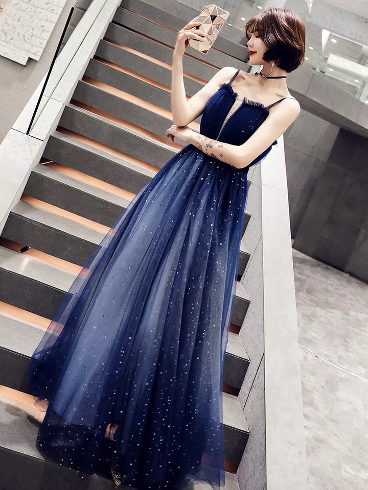 P3588 Noble Shiny Dress,elegant Dress, Socialite Stars Navy Blue Dress P3588 Noble Shiny Dress,elegant Dress, Socialite Stars Navy Blue Dress
