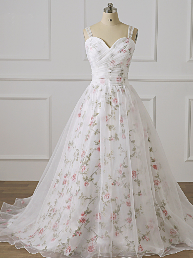 open lace back dress Wedtrend Women Pink Floral Prom Dress with Slit A-Line Off The Shoulder Corset Formal Dress with 3D Butterflies, Pink / US6 main image 1