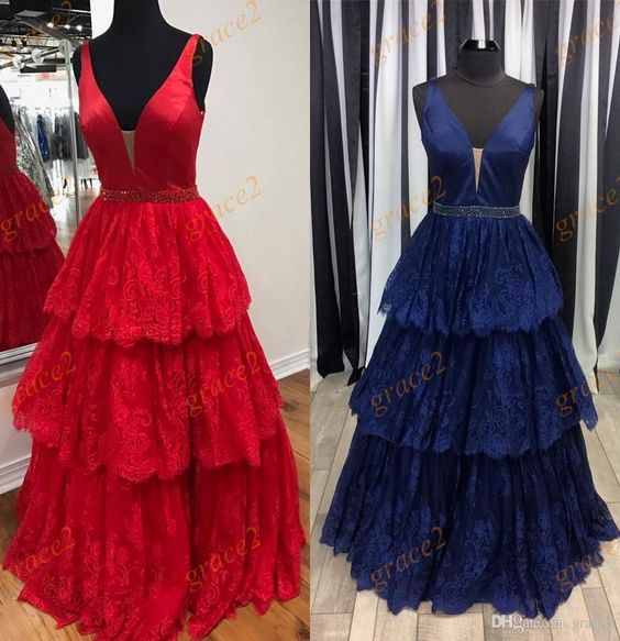 Famous Designer Prom Dresses 2017 Styles With Deep V Neck And Tiered Skirt Real Pictures Lace Little Ballgown Quinceanera Dress Custom Made