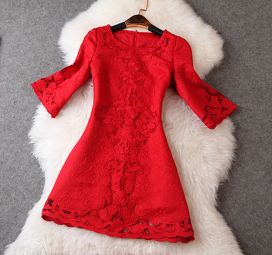 Embroidered Crochet Short Dress,half Sleeve Party Dress,mini Prom Dress