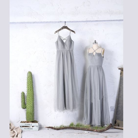 Gray Prom Dress,spaghetti Prom Dress,fashion Prom Dress