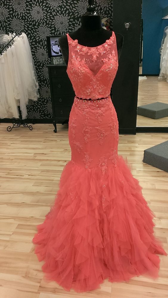 Two Pieces Prom Dress,tulle Prom Dress,fashion Prom Dress
