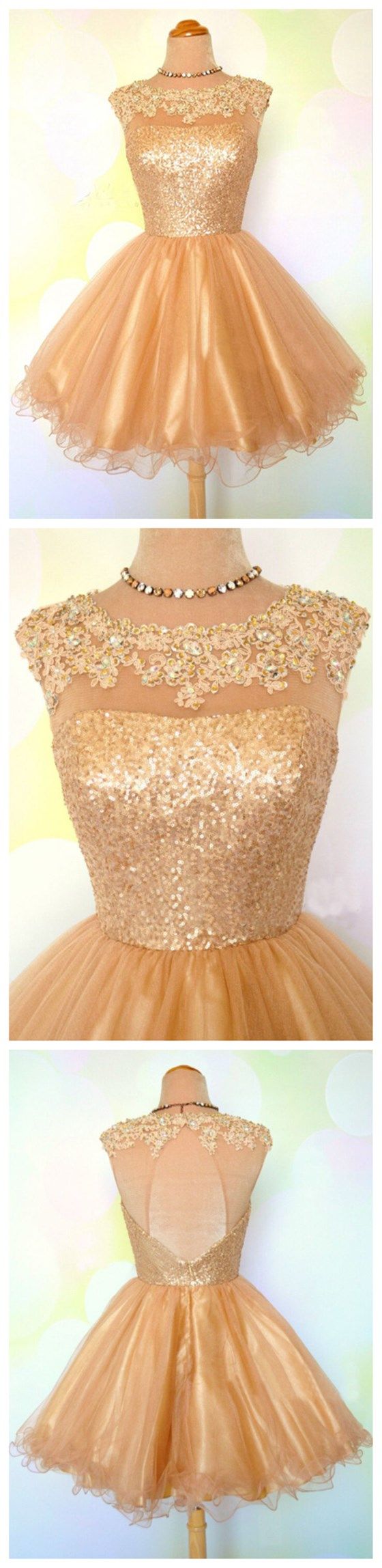 Homecoming Dress, Short Homecoming Dress, Gold Homecoming Dress, Short Prom Dress, Party Prom Dress,