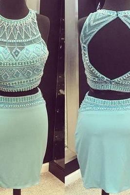 Homecoming Dress ,short Homecoming Dresses,mint Green Homecoming Gowns,sweet 16 Dress, Homecoming Dresses, 2 Pieces Party Dress