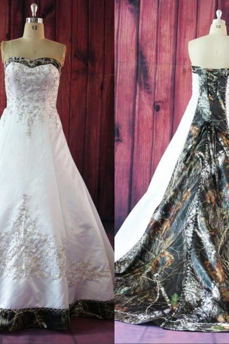 Wedding Dress, Wedding Dresses, Camo Wedding Dress, White Wedding Dress, Satin Wedding Dresses,embroidery Wedding Dresses,bridal Gown