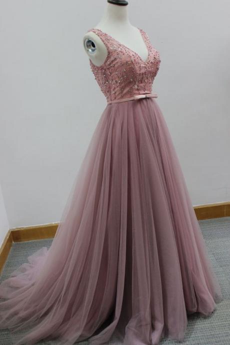 V Neck Prom Dress,backless Prom Dress,sexy Evening Dress,formal Evening Gown
